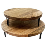 Olympia Round Display Stand Mango Wood with Metal Legs 300x80mm