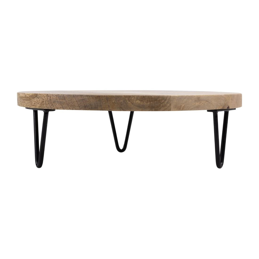 Olympia Round Display Stand Mango Wood with Metal Legs 250x80mm
