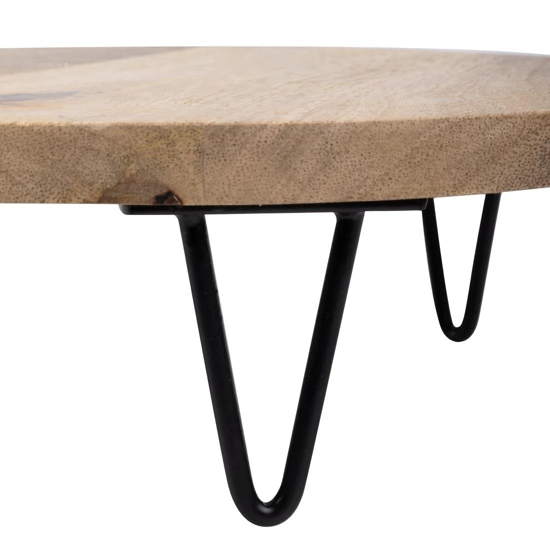 Olympia Round Display Stand Mango Wood with Metal Legs 250x80mm