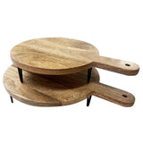 Olympia Round Handled Display Stand Mango Wood with Metal Legs 400x300x80mm