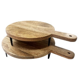 Olympia Round Handled Display Stand Mango Wood with Metal Legs 350x250x80mm