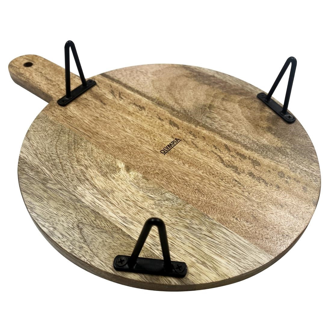 Olympia Round Handled Display Stand Mango Wood with Metal Legs 350x250x80mm