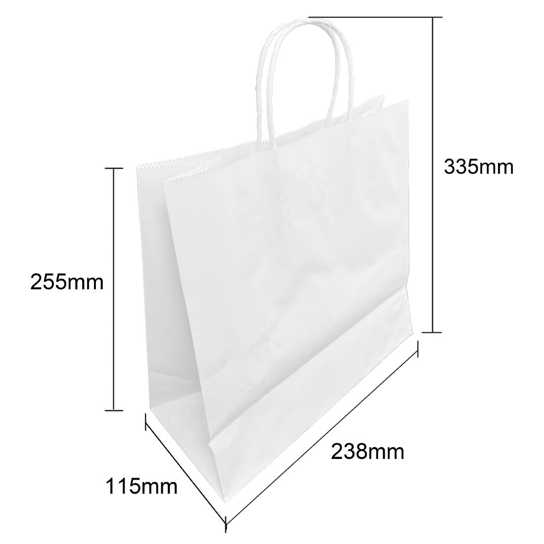 Fiesta Recyclable Twist Handle White Paper Bags Medium (250 Pack)