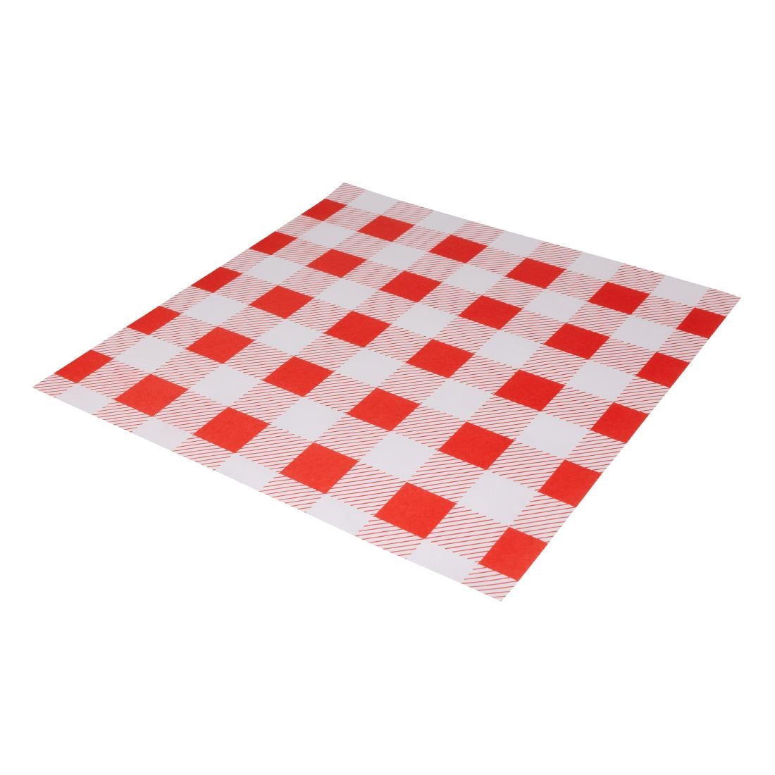 Fiesta Compostable Red Gingham Greaseproof Sheets 250x250mm (200 Pack)