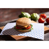 Fiesta Compostable Burger Wraps Blue Dot 250x300mm (200 Pack)