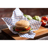 Fiesta Compostable Burger Wraps Blue Dot 250x300mm (200 Pack)