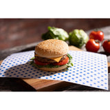 Fiesta Compostable Burger Wraps Blue Dot 250x350mm (200 Pack)