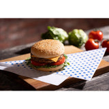 Fiesta Compostable Burger Wraps Blue Dot 250x350mm (200 Pack)