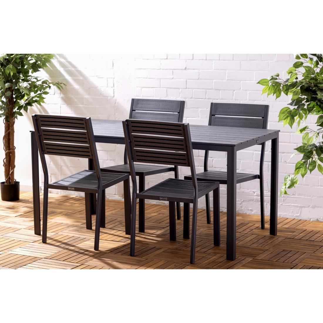 Bolero Valletta Grey Slatted Outdoor Table 1560mm