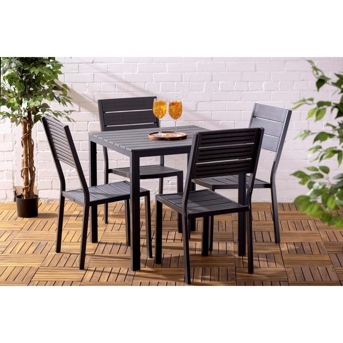 Bolero Valletta Grey Slatted Outdoor Table 780mm