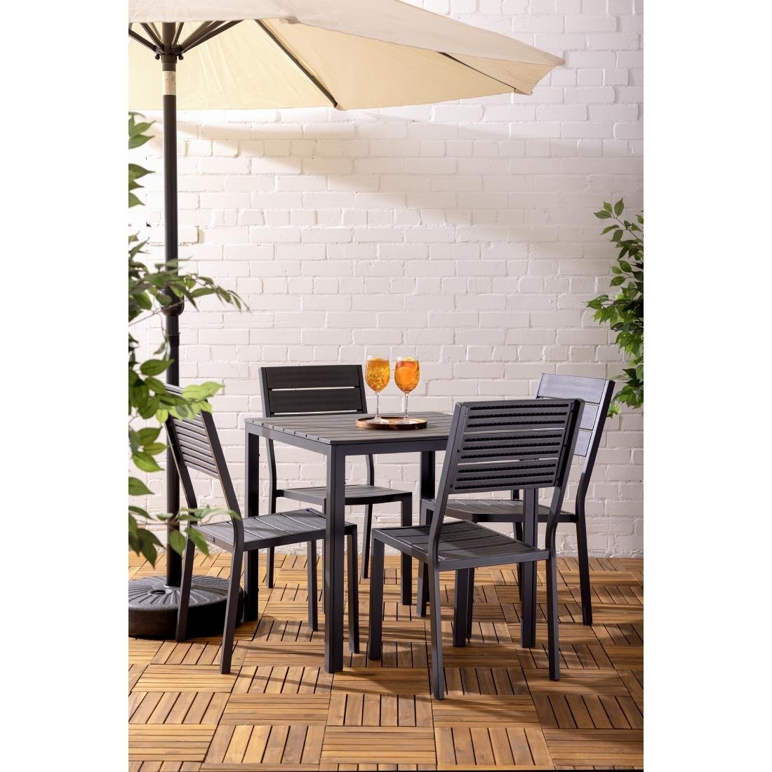 Bolero Valletta Grey Slatted Outdoor Table 780mm
