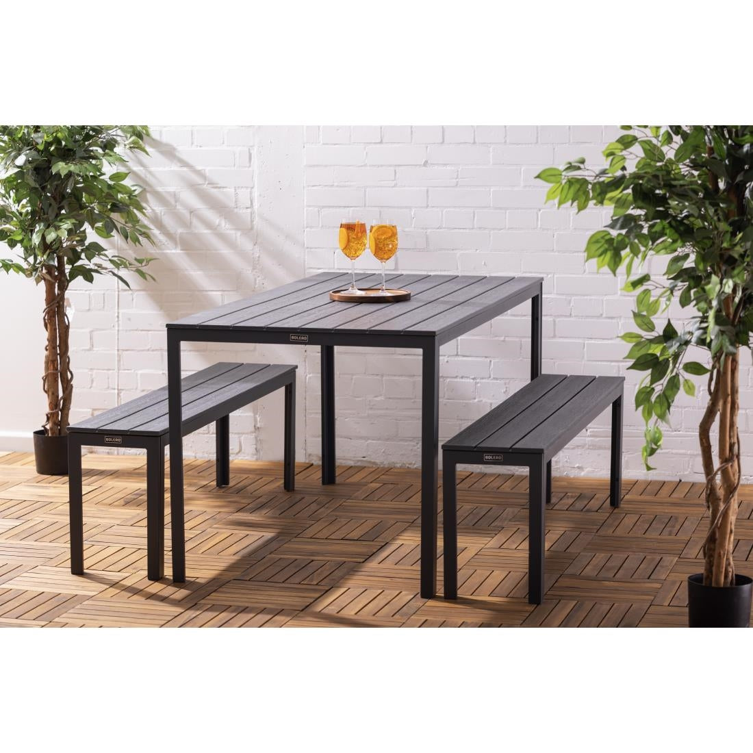 Bolero Valletta Grey Slatted Outdoor Table 1560mm