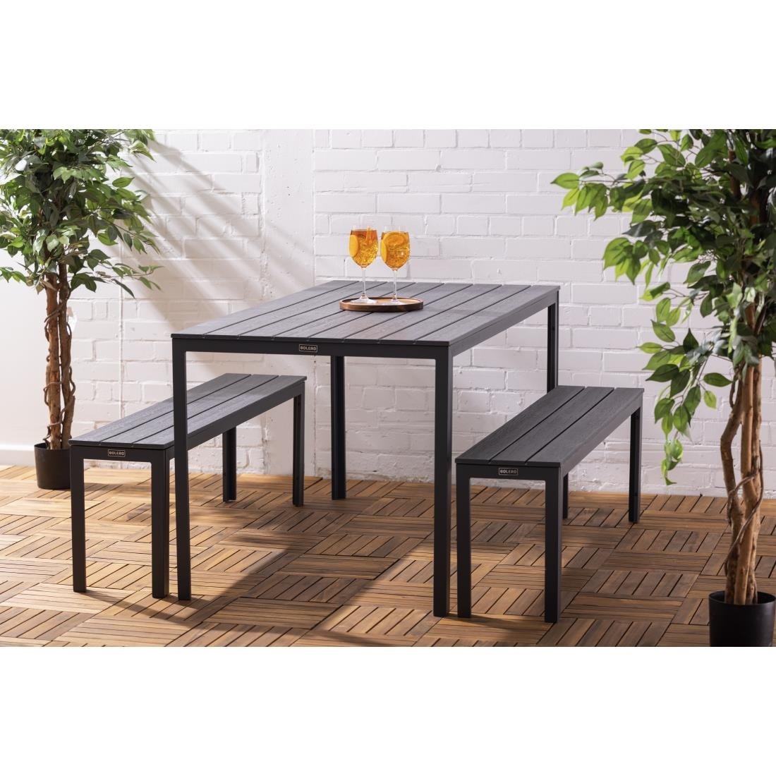 Bolero Valletta Grey Slatted Benches (2 Pack)