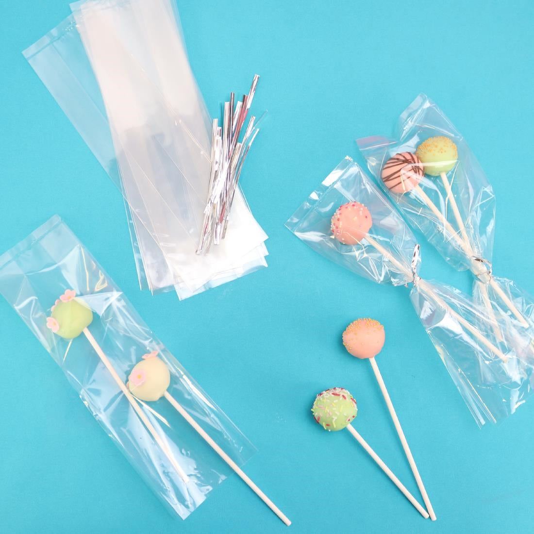 PME Cake Pop Bags with Silver Ties 254x76mm (25 Pack)