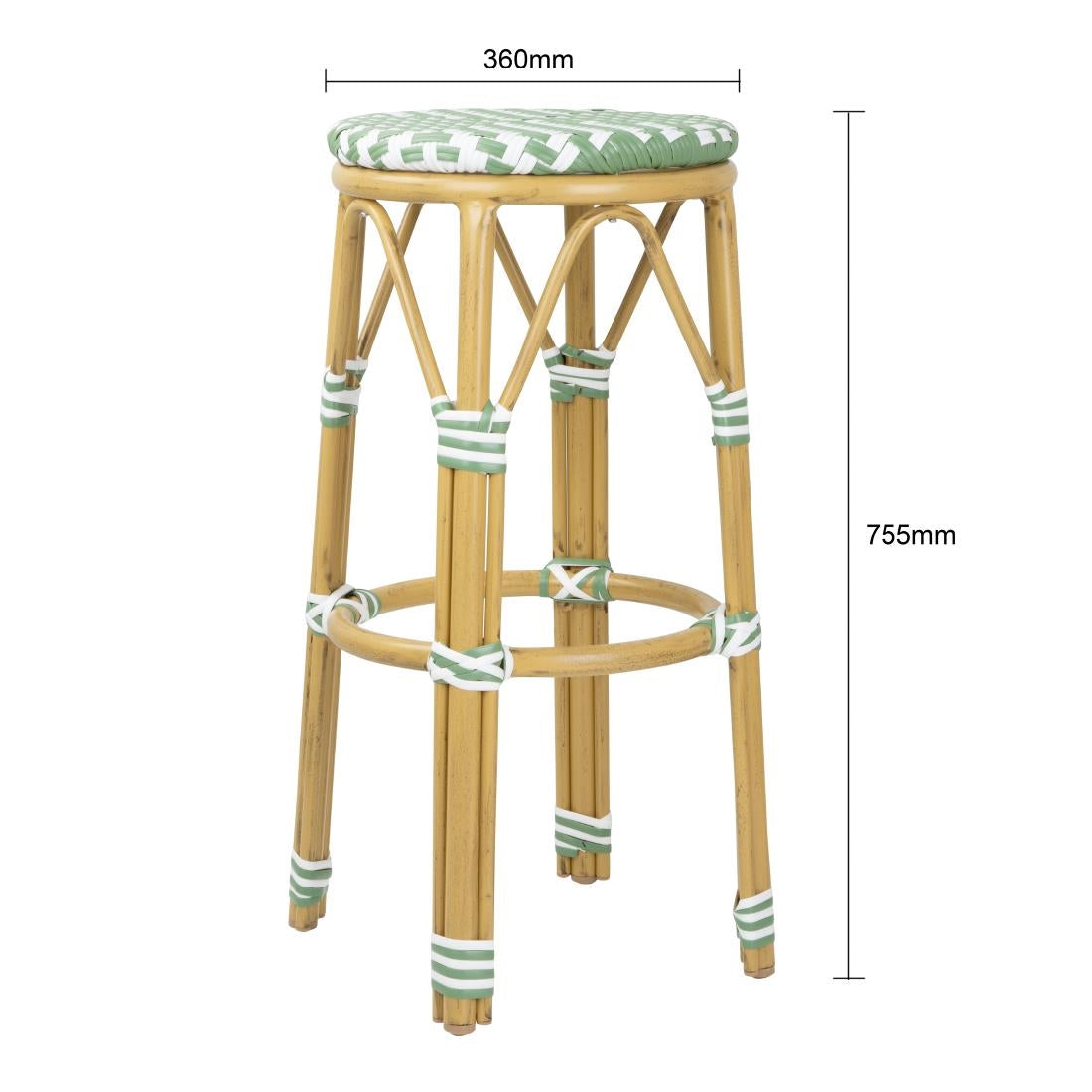 Bolero Parisian Style PE Rattan Bar Stools Light Green (2 Pack)