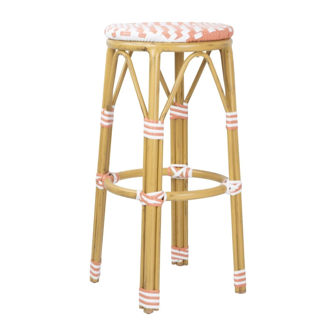 Bolero Parisian Style PE Rattan Bar Stools Coral (2 Pack)