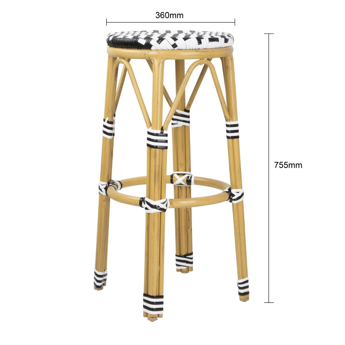 Bolero Parisian Style PE Rattan Bar Stools Black  (2 Pack)