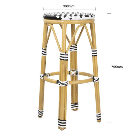 Bolero Parisian Style PE Rattan Bar Stools Black  (2 Pack)