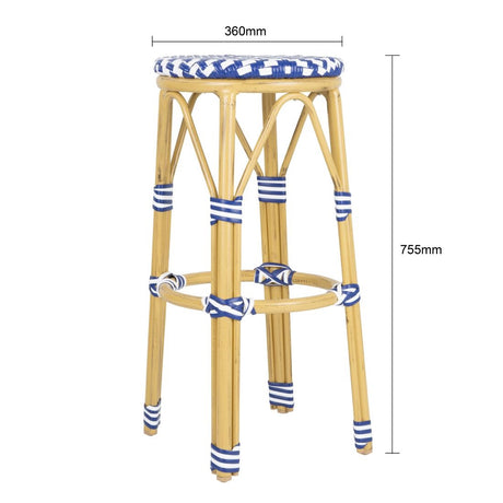 Bolero Parisian Style PE Rattan Bar Stools Blue (2 Pack)