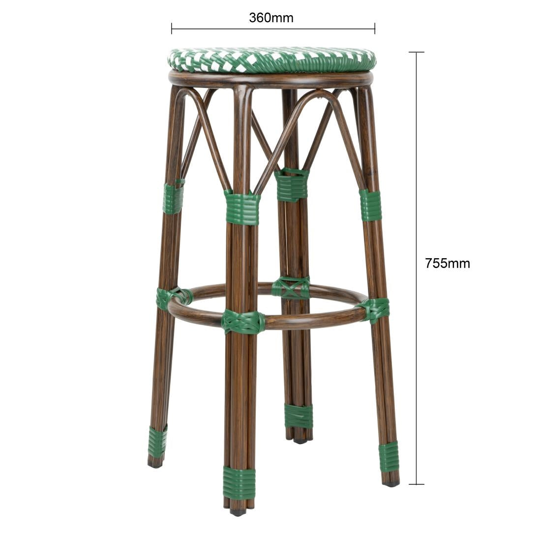 Bolero Parisian Style PE Rattan Bar Stools Green Dot Mix (2 Pack)