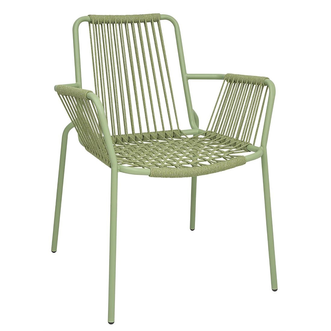 Bolero Melbourne Rope Design Arm Chairs Light Green (4 Pack)