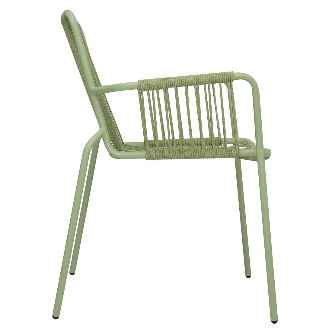 Bolero Melbourne Rope Design Arm Chairs Light Green (4 Pack)