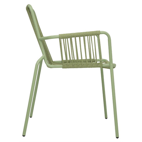 Bolero Melbourne Rope Design Arm Chairs Light Green (4 Pack)