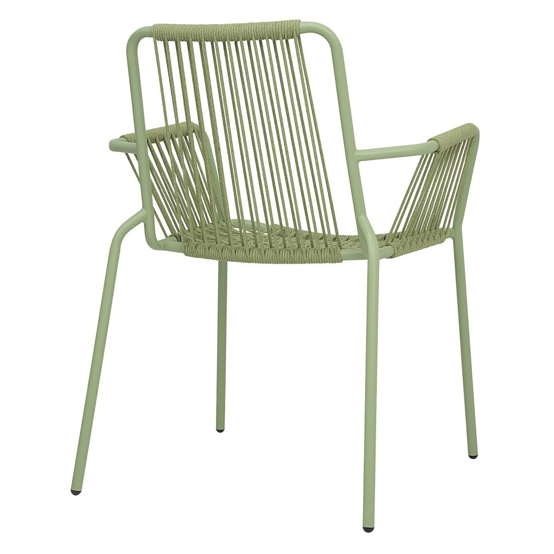 Bolero Melbourne Rope Design Arm Chairs Light Green (4 Pack)