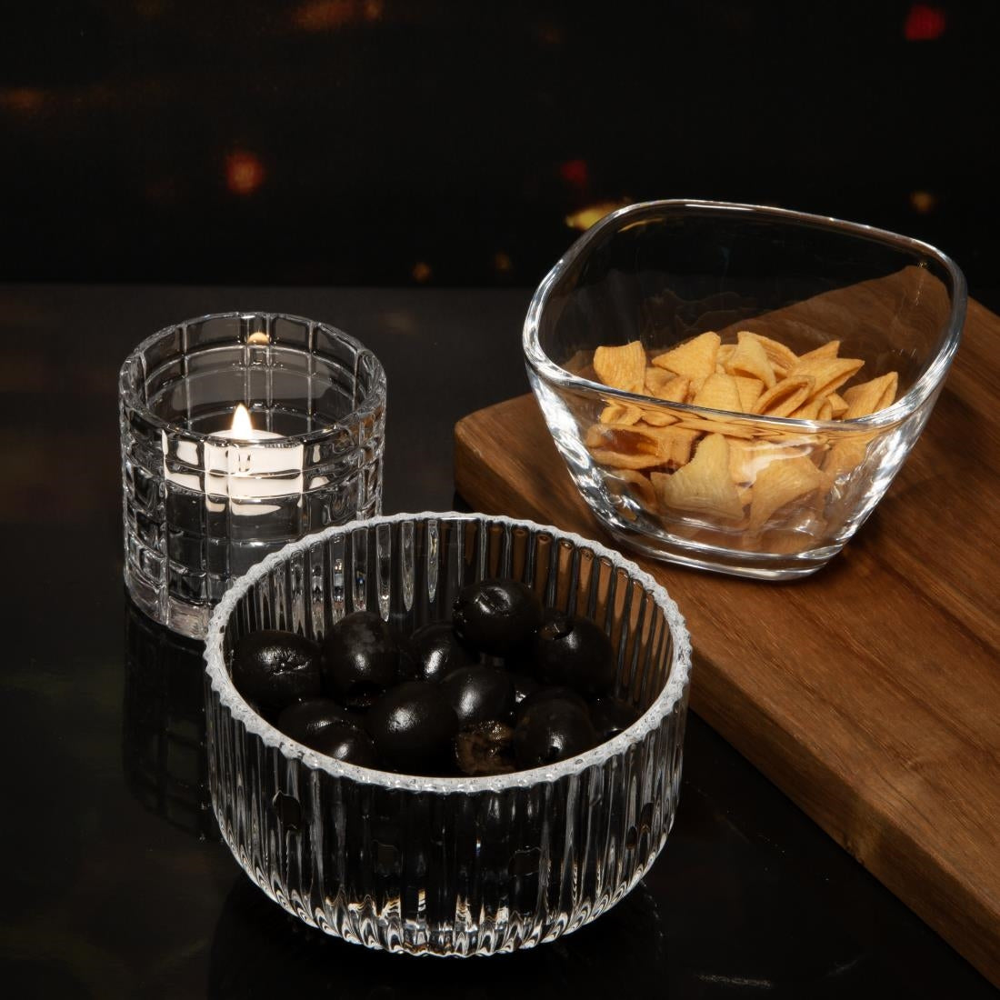 Olympia Square Glasses Tall Snack Bowls (6 Pack)