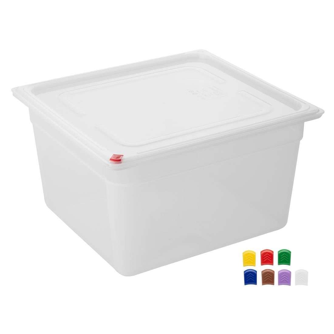 Hygiplas Click PP GN Container 2/3 with Lid & 7 Colour Clips 200mm 16.1Ltr (4 Pack)