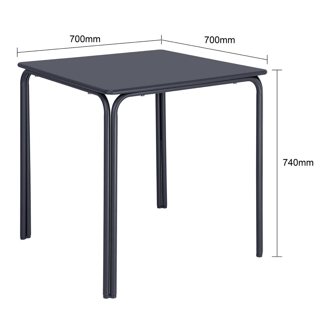 Bolero Adeline Steel Square Table 700mm Slate Blue