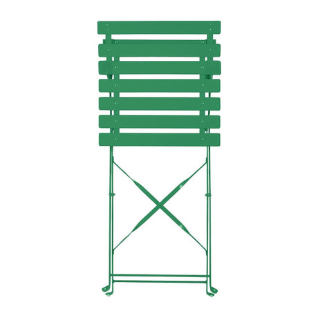Bolero Perth Forest Green Pavement Style Steel Folding Chairs (2 Pack)