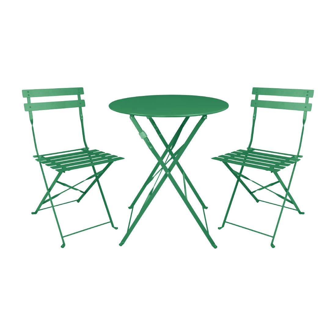 Bolero Perth Forest Green Pavement Style Steel Folding Chairs (2 Pack)