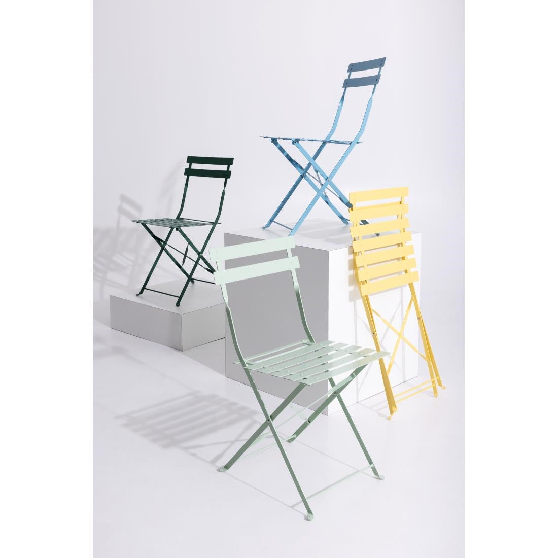 Bolero Perth Mellow Yellow Pavement Style Steel Folding Chairs (2 Pack)