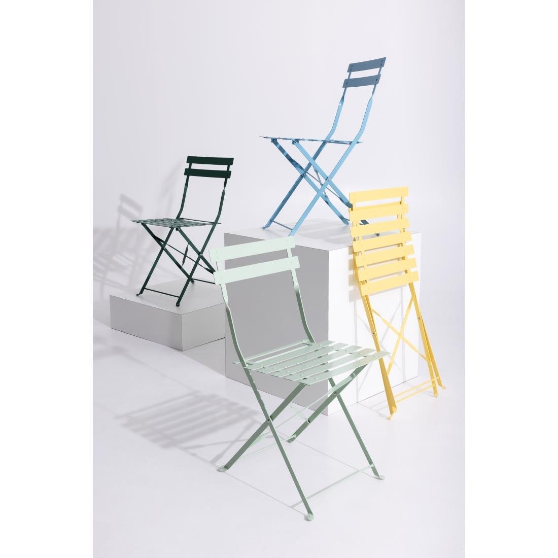 Bolero Perth Light Green Pavement Style Steel Folding Chairs (2 Pack)