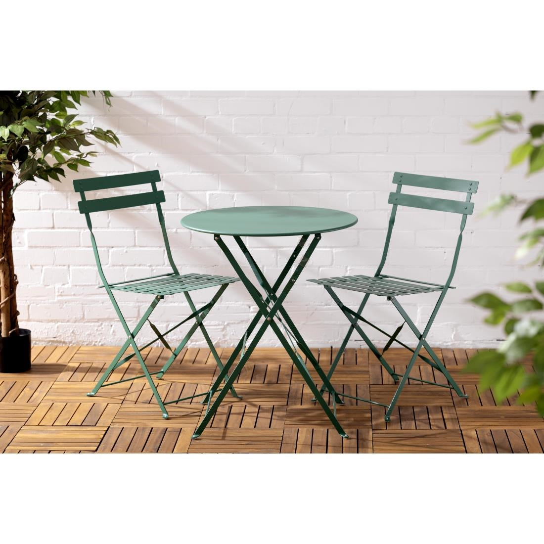 Bolero Perth Forest Green Pavement Style Steel Table Round 600mm