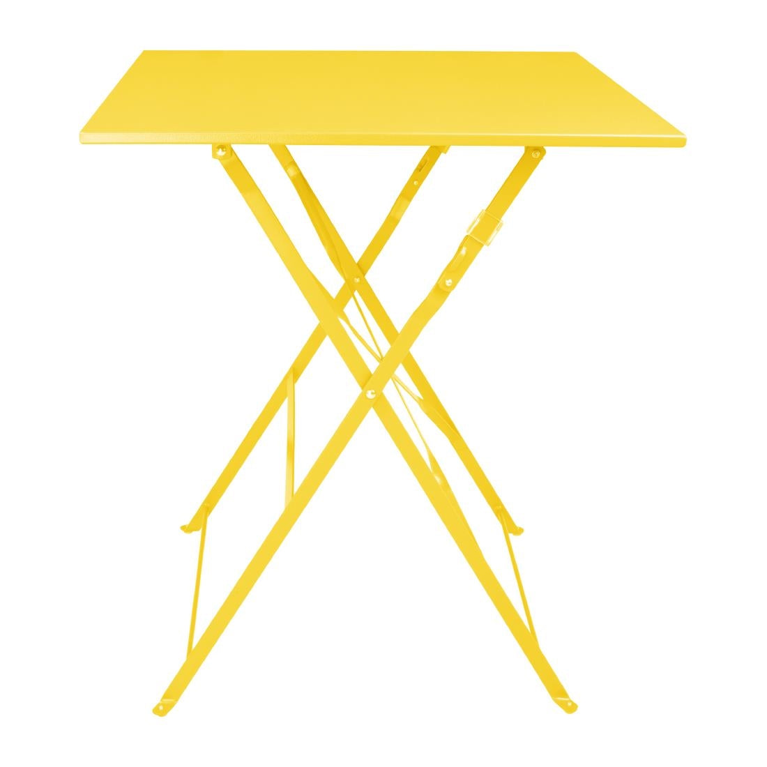 Bolero Perth Mellow Yellow Pavement Style Steel Table Square 600mm
