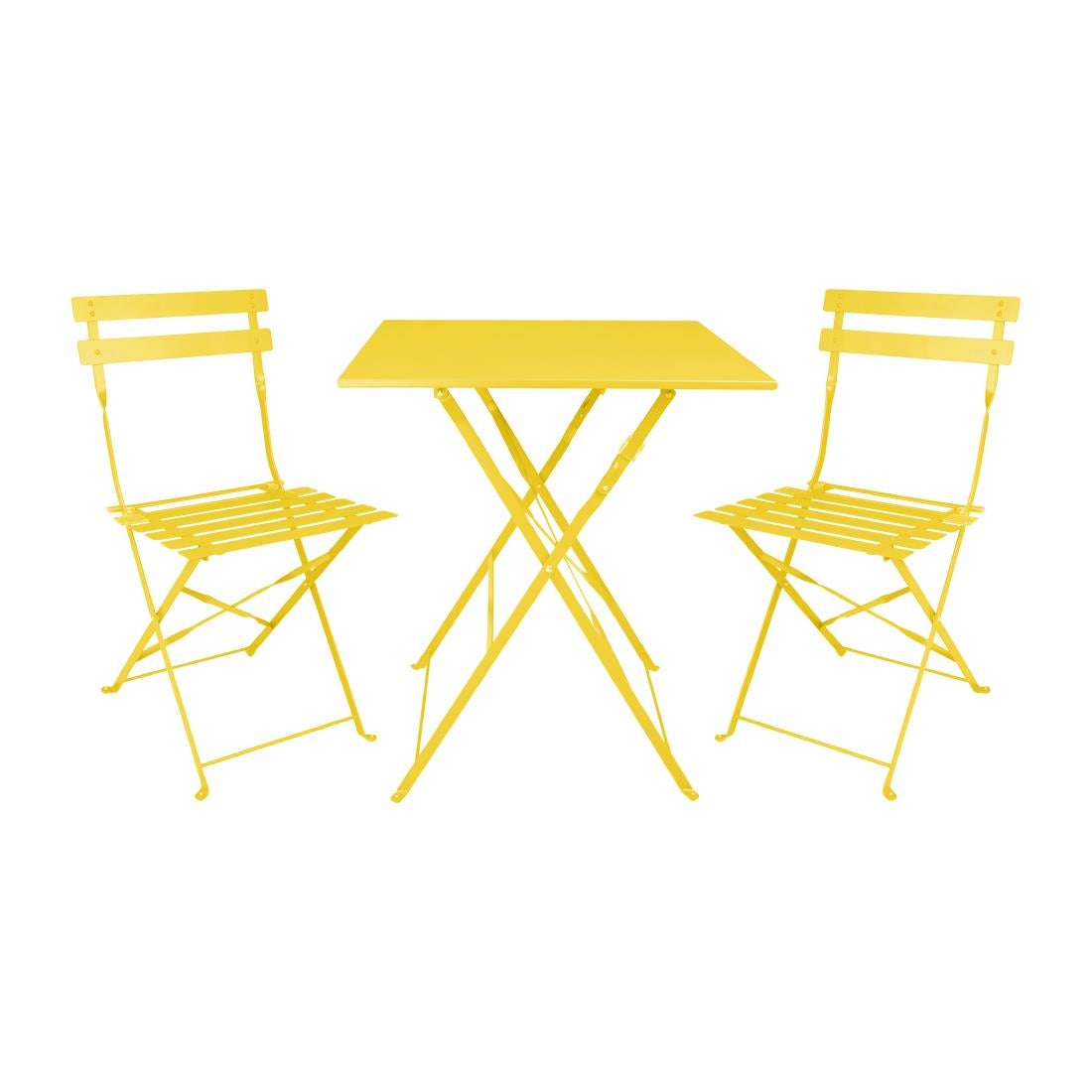 Bolero Perth Mellow Yellow Pavement Style Steel Table Square 600mm