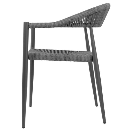 Bolero Eden PE Twist Rattan Outdoor Arm Chairs Charcoal (4 Pack)