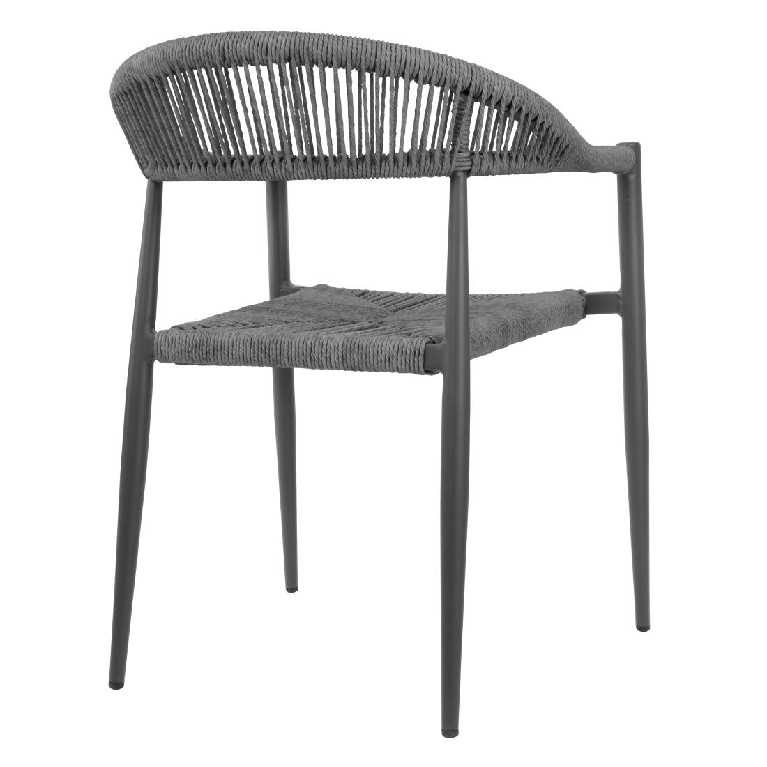 Bolero Eden PE Twist Rattan Outdoor Arm Chairs Charcoal (4 Pack)
