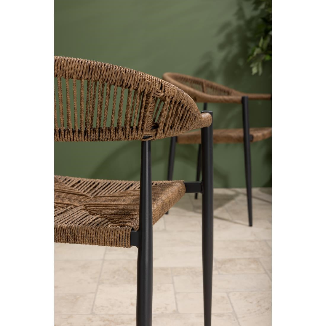 Bolero Eden PE Twist Rattan Outdoor Arm Chair Natural (4 Pack)