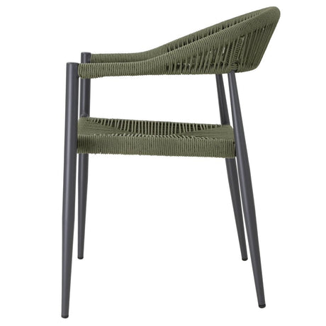 Bolero Eden PE Twist Rattan Outdoor Arm Chair Green (4 Pack)