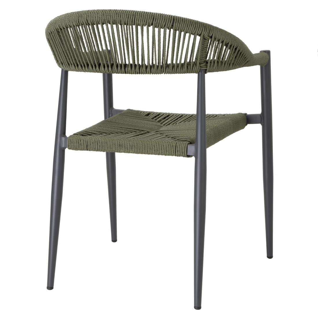 Bolero Eden PE Twist Rattan Outdoor Arm Chair Green (4 Pack)