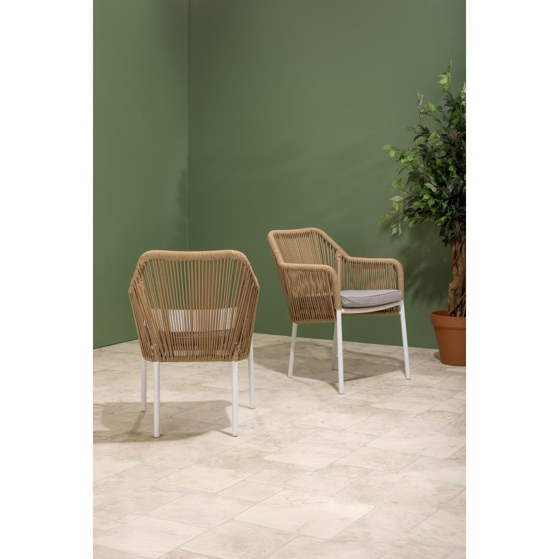 Bolero Bay PE Twist Rattan Outdoor Armchair Honey (2 Pack)