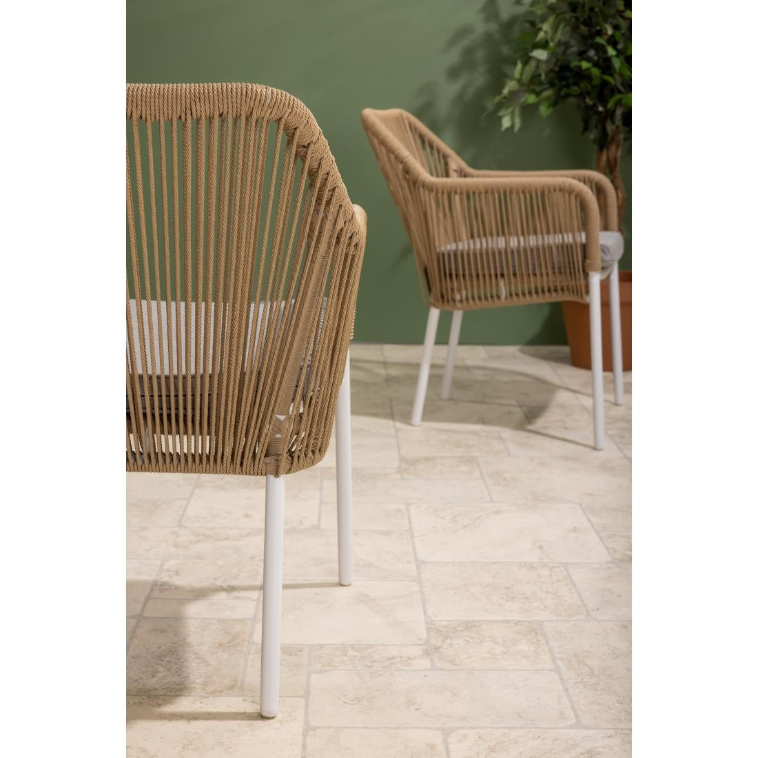 Bolero Bay PE Twist Rattan Outdoor Armchair Honey (2 Pack)