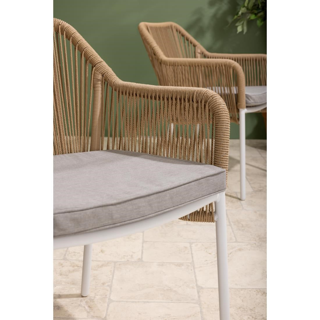 Bolero Bay PE Twist Rattan Outdoor Armchair Honey (2 Pack)