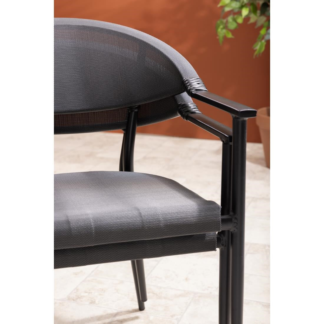 Bolero Santiago Outdoor Armchairs Black (4 Pack)
