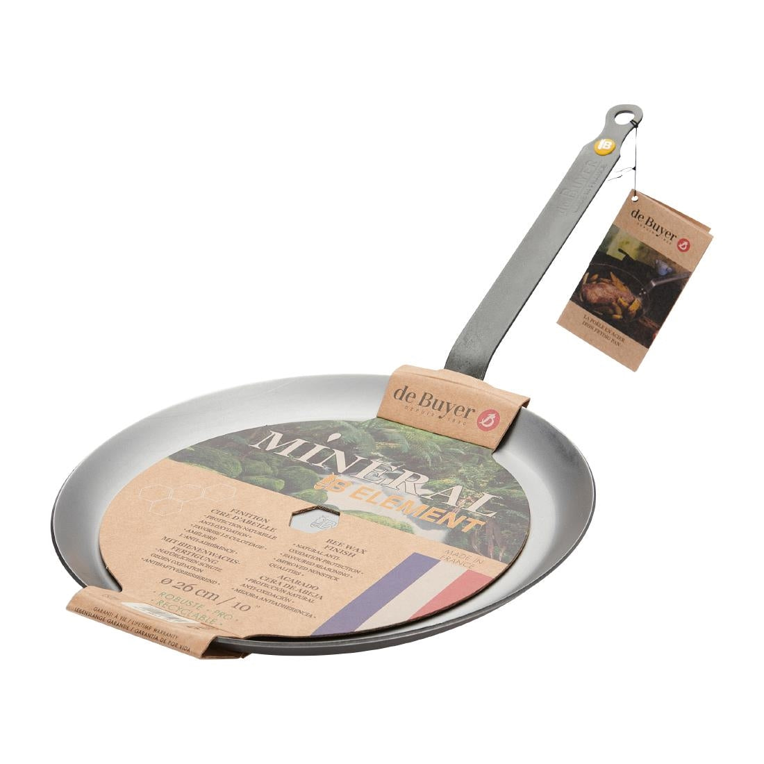 De Buyer Mineral B Steel Round Pancake Pan 26cm
