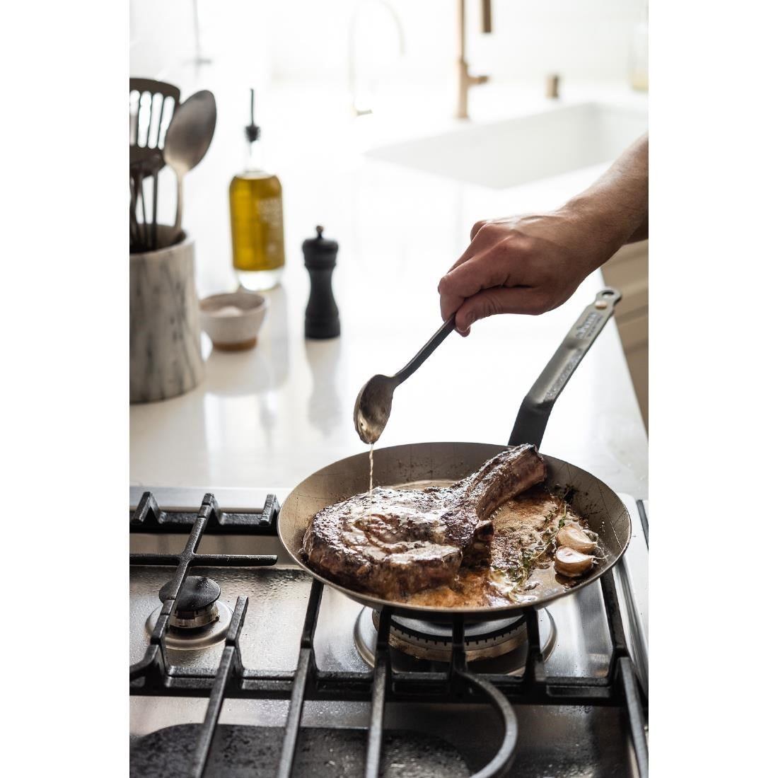 De Buyer Mineral B Steel Steak Frypan 24cm