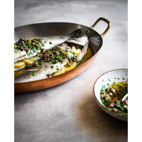 De Buyer Inocuivre Oval Dish with Brass Handles 32cm